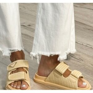 Tuscany-ST Raffia Woven Slide Sandals Women Size 6 (run big fit like 7.5-8)